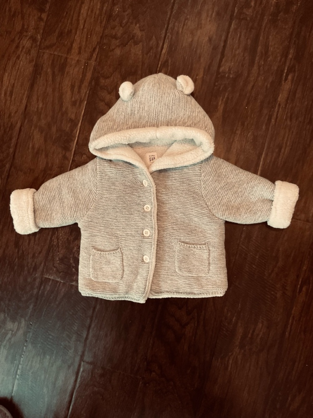 GAP Light gray Hooded Baby Jacket with Bear Ears. Gently used. Good condition.